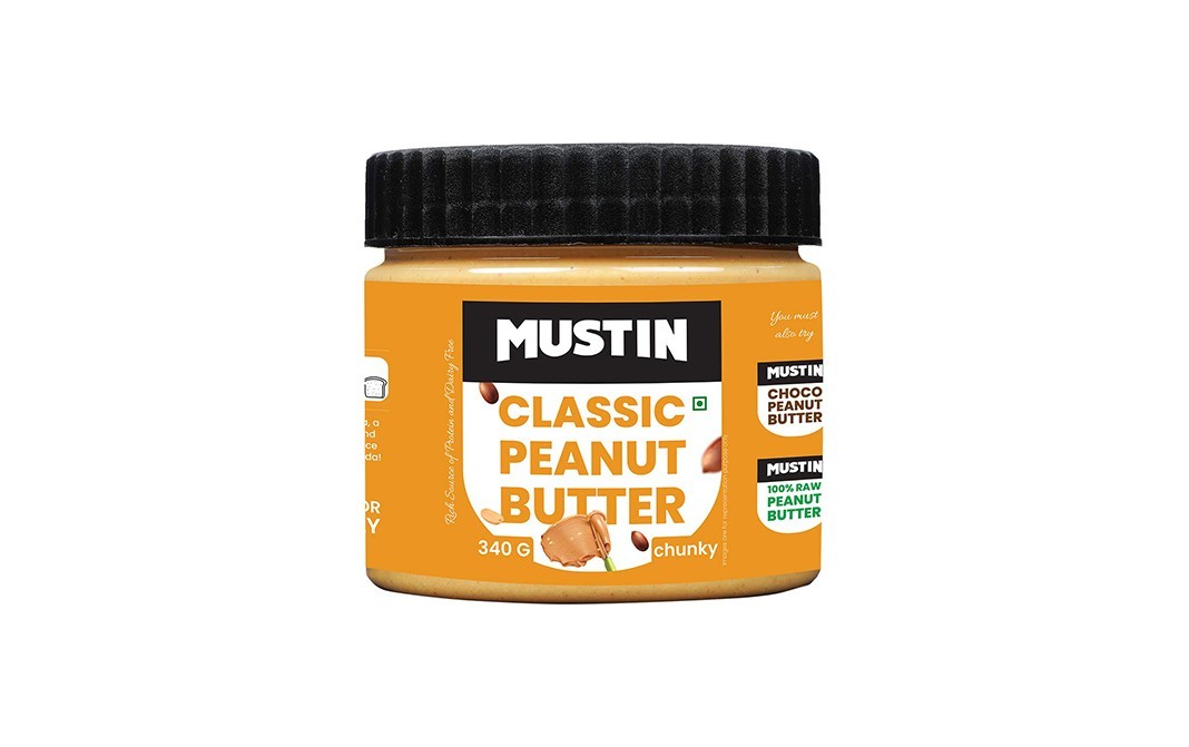 Mustin Classic Peanut Butter Chunky   Plastic Jar  340 grams